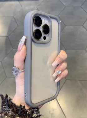 适用苹果15手机壳透明背板iPhone15ProMax新款14亚克力男13pro防摔15pro硅胶11女款12情侣小众高级感简约全包