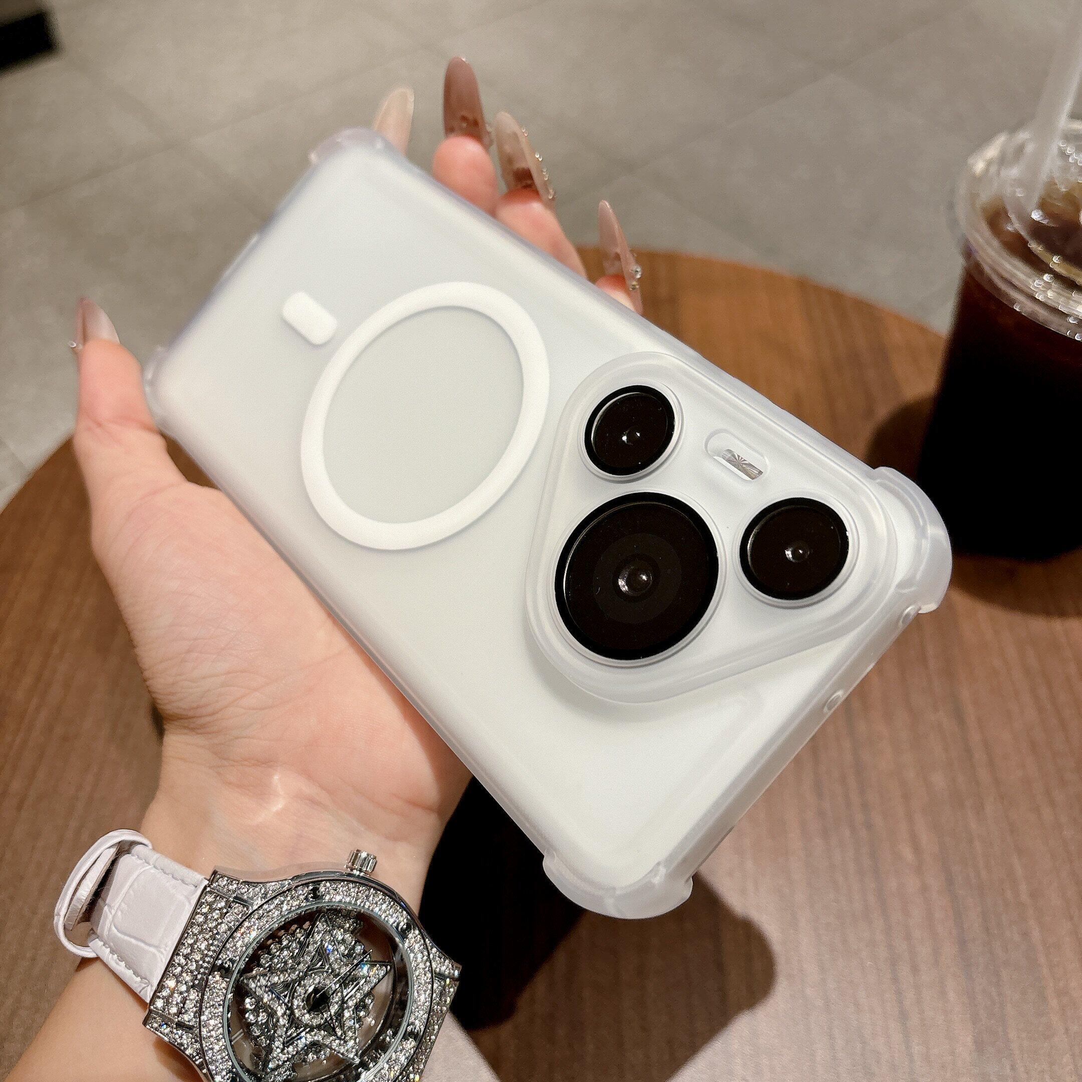 四角半透磨砂TPU磁吸适用华为Pura80Ultra手机壳新款自带镜头膜Pura70Pro防摔全包Nove14/15Ultra保护套男女