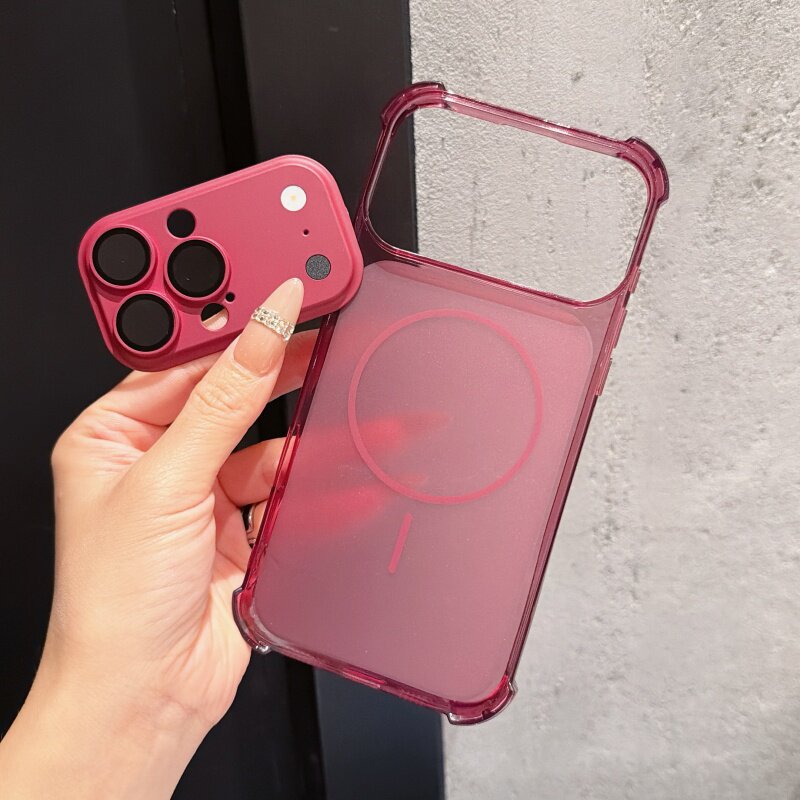 镜头可拆卸四角气囊秒变适用苹果18promax手机壳iPhone17Pro大孔16plus带圈半透TPU软壳15男女通用14肤感轻薄
