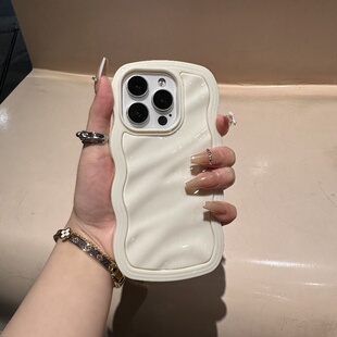 爆款纯色波浪边框二合一苹果15可爱手机壳13pro硅胶软壳14promax防摔简约12日韩ins风11防摔情侣网红高级保护