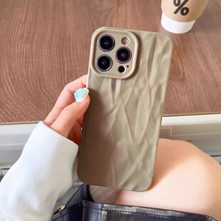 高级感肤感褶皱软壳适用iPhone15promax手机壳苹果13pro防摔14promax硅胶11小众12pm抖音同款xr/xs男女保护套