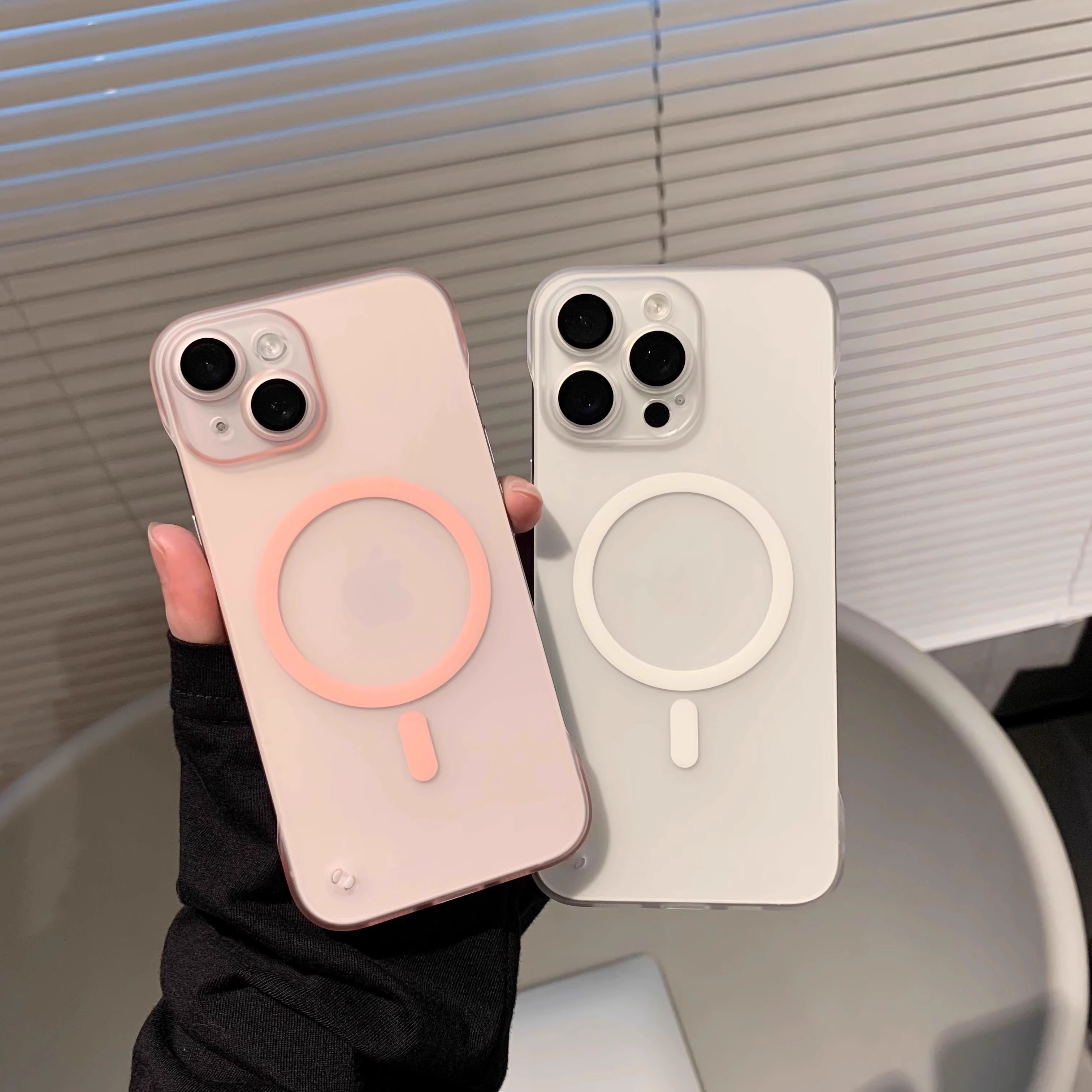 无边框磨砂硬壳苹果16promax手机壳适用iphone14promax新款15超薄肤感13pro磁吸充电保护套11半包12裸机手感