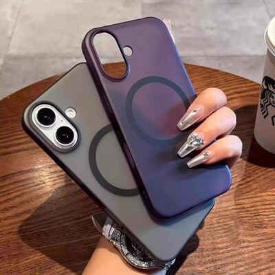 磨砂PC硬壳不发黄适用苹果16磁吸手机壳iphone15/14plus爆款13promax超薄高级12保护11男女防摔新款简约情侣