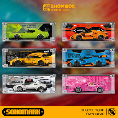 新款超级赛车透明一体式展示盒背景适用于积木77237/77239