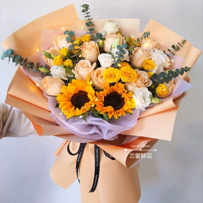 青海省西宁市城中区城西城东区鲜花店同城配送生日玫瑰向日葵花束