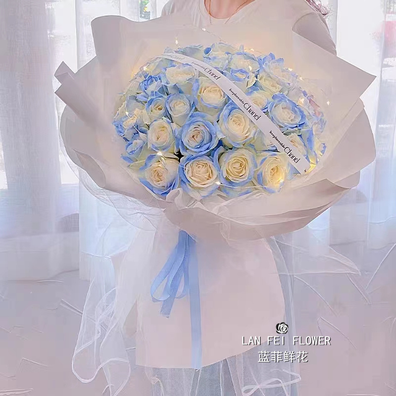 送女友生日碎冰蓝鲜花速递湖南湘潭市雨湖区岳塘区湘乡市同城花店