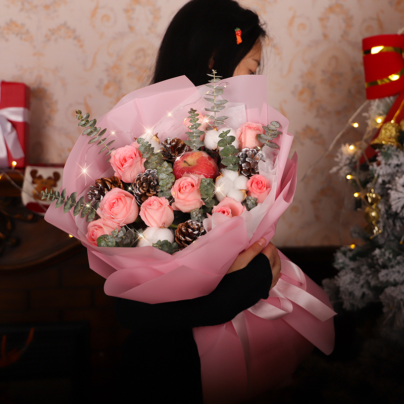 圣诞节平安夜苹果礼盒花束鲜花速递同城配送襄阳市南漳谷城保康县