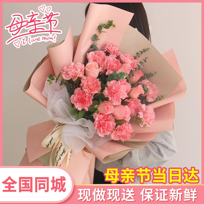 母亲节康乃馨花束鲜花速递河南省信阳市固始潢川县罗山县同城配送