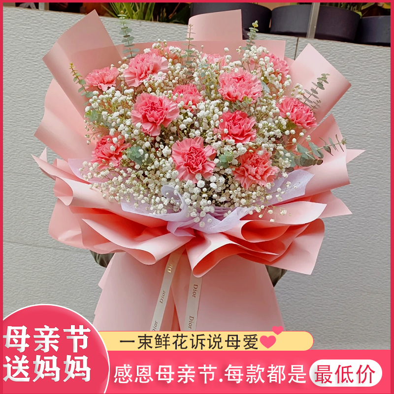 母亲节康乃馨花束鲜花速递安徽省蚌埠怀远县五河县固镇县同城配送