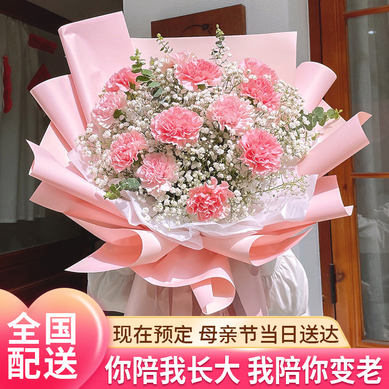 母亲节康乃馨花束鲜花速递重庆市北碚区巴南区渝北区同城花店配送