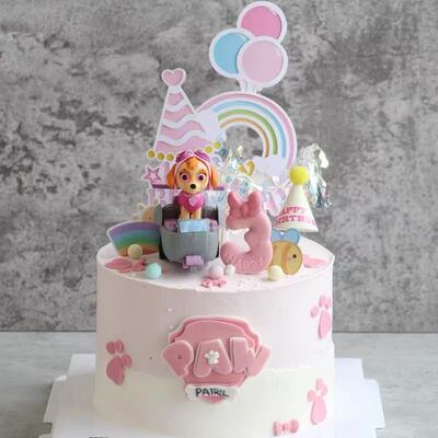 正版汪汪队回力车生日蛋糕装饰摆件狗狗队巡逻队儿童生日蛋糕装扮