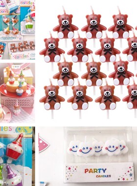 韩国小熊生日蛋糕蜡烛彩色杯子蛋糕小熊蜡烛ins花朵派对帽小熊