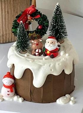 圣诞节草圈圣诞树蛋糕插件圣诞老人烘焙装饰摆件Merry Christmas