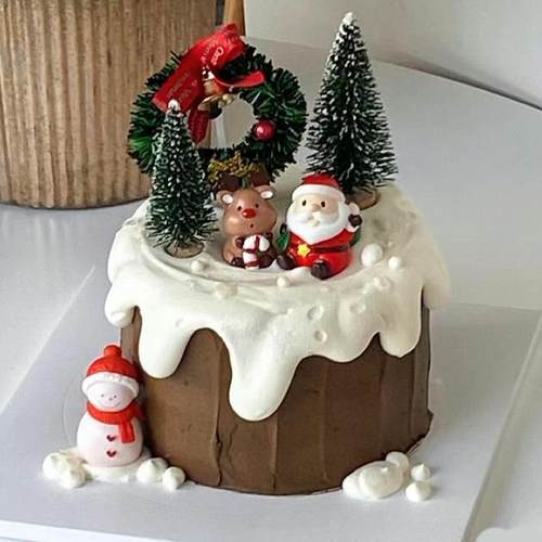 圣诞节草圈圣诞树蛋糕插件圣诞老人烘焙装饰摆件Merry Christmas