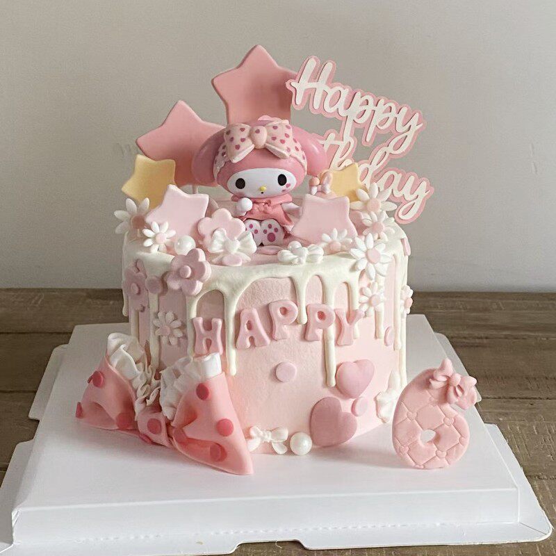 网红三丽鸥蛋糕装饰美乐蒂女生女孩粉色生日烘焙甜品台插牌插件