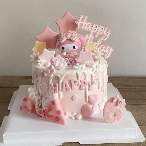 网红三丽鸥蛋糕装饰美乐蒂女生女孩粉色生日烘焙甜品台插牌插件