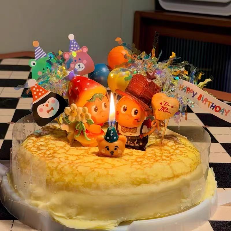 山姆同款千层蛋糕DIY彩色气球小熊许愿蜡烛宝宝周岁生日蛋糕装饰