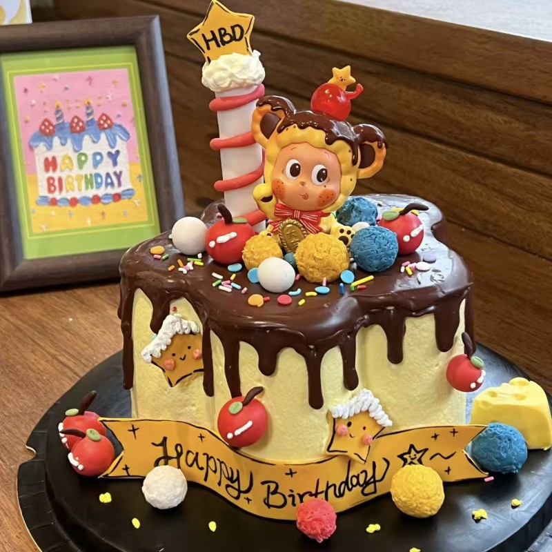 卡通可爱星星人蛋糕装饰摆件儿童男孩女孩生日甜品烘焙装扮插件