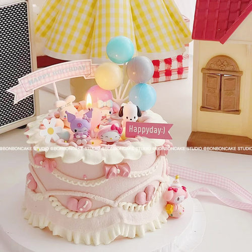 三丽鸥玉桂狗kt蛋糕装饰摆件