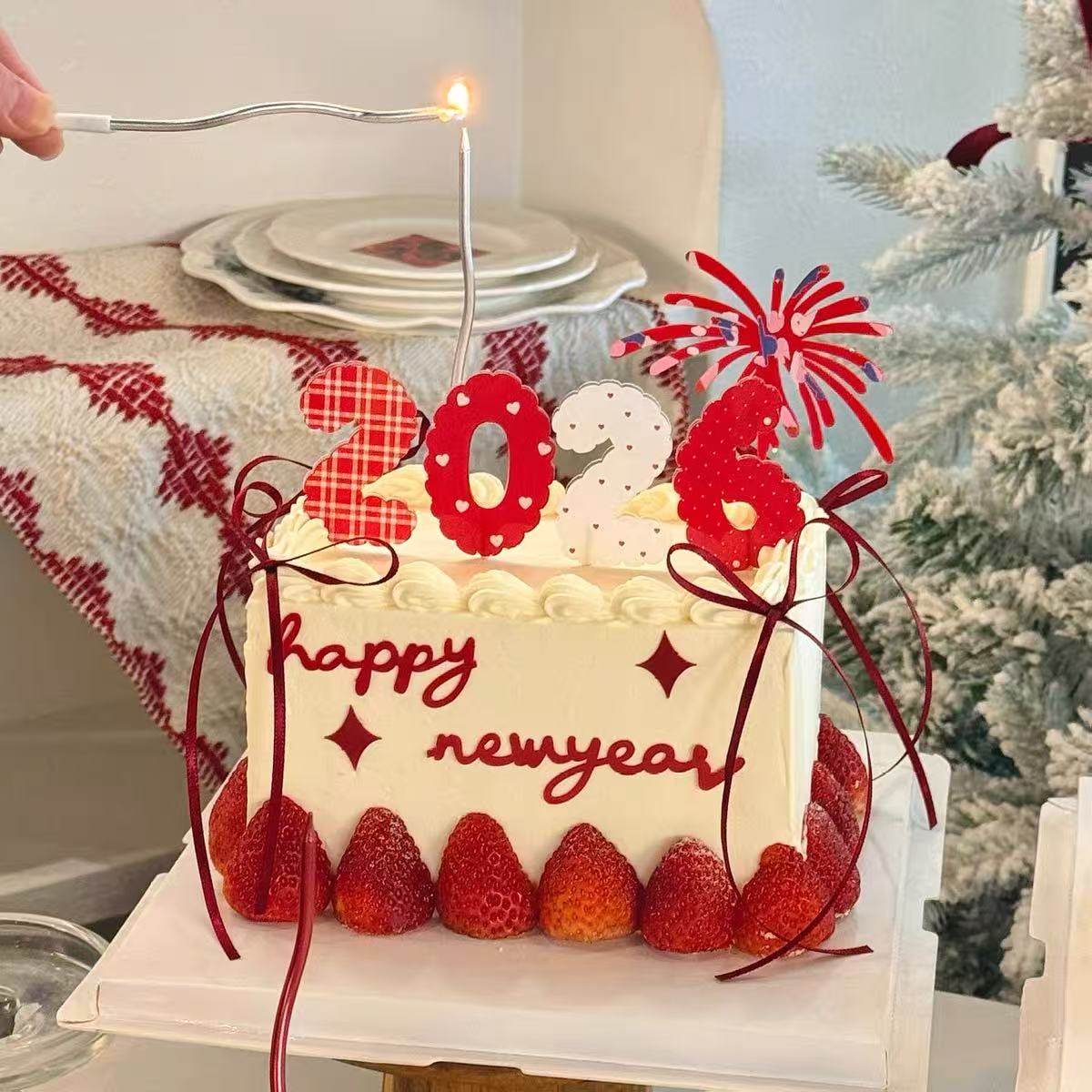 网红新年红色礼花亚克力蛋糕装饰插件2026数字元旦跨年烘焙装扮,节庆用品/礼品,蛋糕/烘焙装饰用品,淘宝优惠券,粉丝福利购,淘宝优惠卷