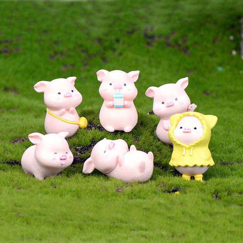 烘焙蛋糕黄雨衣走路可爱小猪摆件创意个性少女心ins风蛋糕装饰