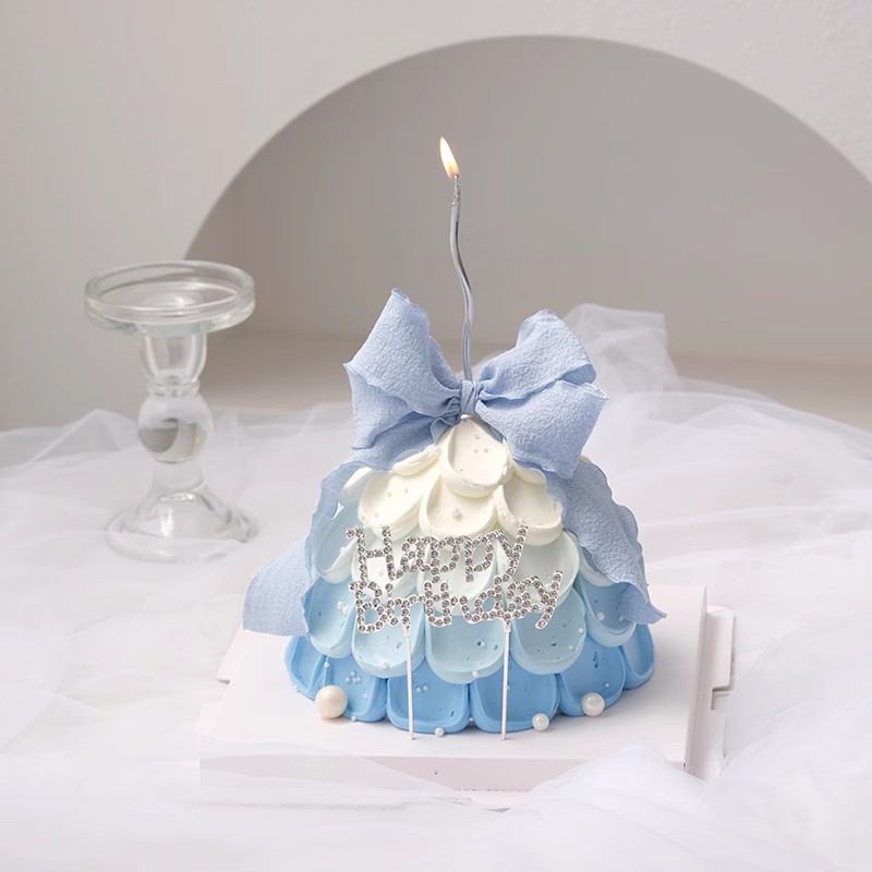 网红唯美许愿树造型蛋糕装饰钻石生日快乐插件仙女生日蝴蝶结装扮