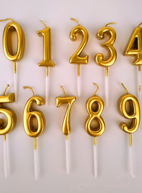 镀金PVC数字蜡烛 水晶高档数字蜡烛 带托 0-9蜡烛 生日蜡烛