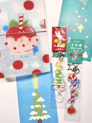 滴胶串串手机链手帐挂件可爱圣诞树苹果糖亚克力钥匙扣礼物星星扣