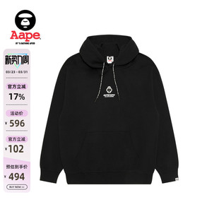 Aape旗舰店男装 扑克徽章字母印花休闲连帽卫衣C351XXP 春季