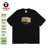 Aape旗舰店男装 T恤1617XXO 春夏猿人军团印花休闲宽松潮流短袖