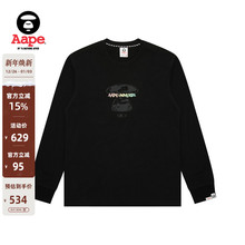Aape旗舰店男装秋冬渐变字母印花休闲潮流长袖T恤1729XXP