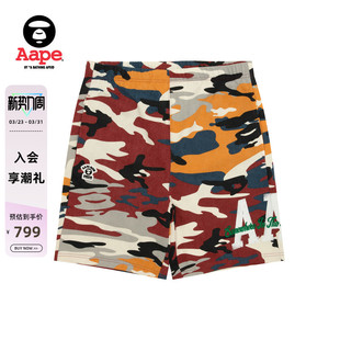 Aape旗舰店男装 C695XBQ 春夏猿人徽章字母刺绣迷彩潮流舒适短裤