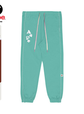 Aape旗舰店女装春秋字母刺绣小花彩色抽绳宽松休闲长裤6977XXK