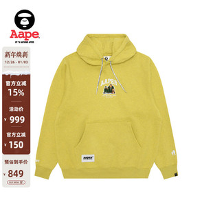 Aape旗舰店男装 秋冬猿人军团徽章休闲潮流薄绒连帽卫衣C370XBP