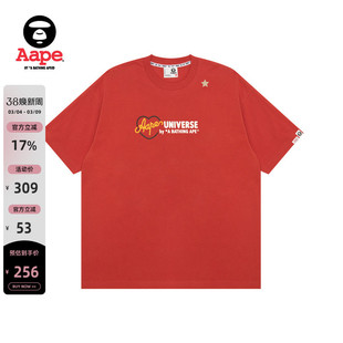 Aape旗舰店男装25春夏字母爱心印花宽松嘻哈潮流短袖T恤1676XXO