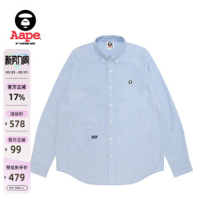 衬衫 小标徽章休闲条纹翻领长袖 8539XAP 春季 Aape旗舰店男装