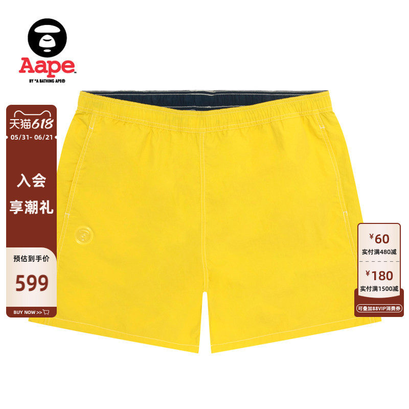 Aape旗舰店男装春夏猿人透明徽章字母印花潮流休闲短裤D632XXQ