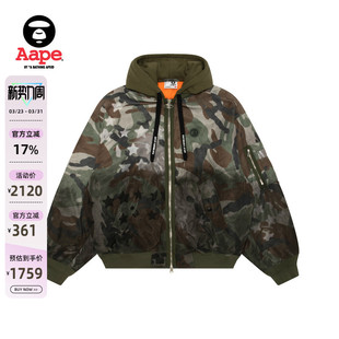 Aape旗舰店男装 五角星迷彩水洗渐变做旧飞行夹克外套7748XAP 春季