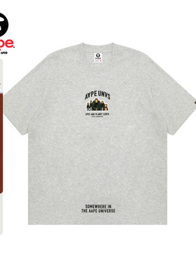 Aape旗舰男装春夏猿人军团徽章字母印花潮流休闲短袖T恤1493XAM