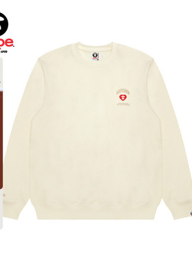 Aape旗舰店男装秋冬爱心猿人徽章潮流简约薄绒圆领卫衣C357XXP