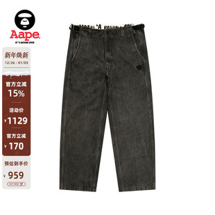 Aape旗舰店男装 C642XXP 秋冬猿人徽章水洗做旧特染潮流休闲长裤