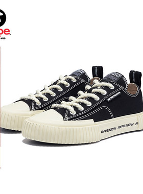 Aape男鞋春秋GALAXY系列经典纯色低帮饼干底系带帆布鞋A648XXN