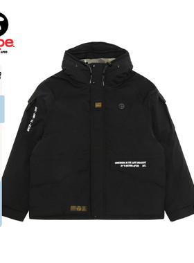 Aape旗舰店男装秋冬做旧猿人徽章潮流连帽羽绒服外套7739XXP