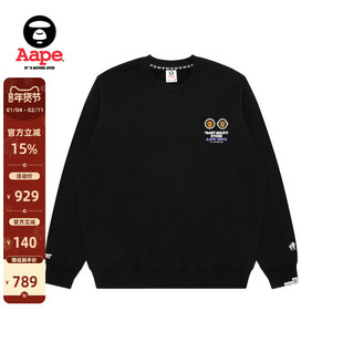 Aape联名BABY MILO STORE男装徽章标卡通印花圆领加绒卫衣9795XXP