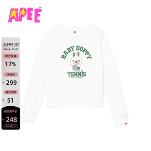 APEE女装春夏网球萌兔印花潮流舒适圆领卫衣S251A6Q