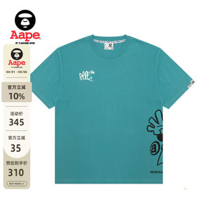 Aape旗舰店男装 T恤1635XXO 春夏滑板猿人涂鸦喷墨印花潮流短袖