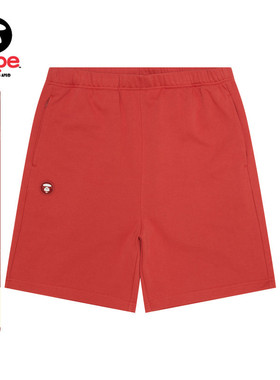 Aape旗舰店男装春夏猿人徽章字母刺绣简约潮流休闲短裤B676XXO