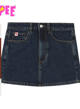 APEE女装秋冬心型图案口袋牛仔短裙半身裙F175A5P