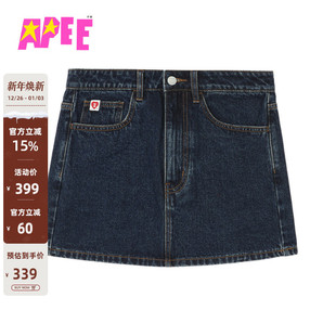 APEE女装 秋冬心型图案口袋牛仔短裙半身裙F175A5P