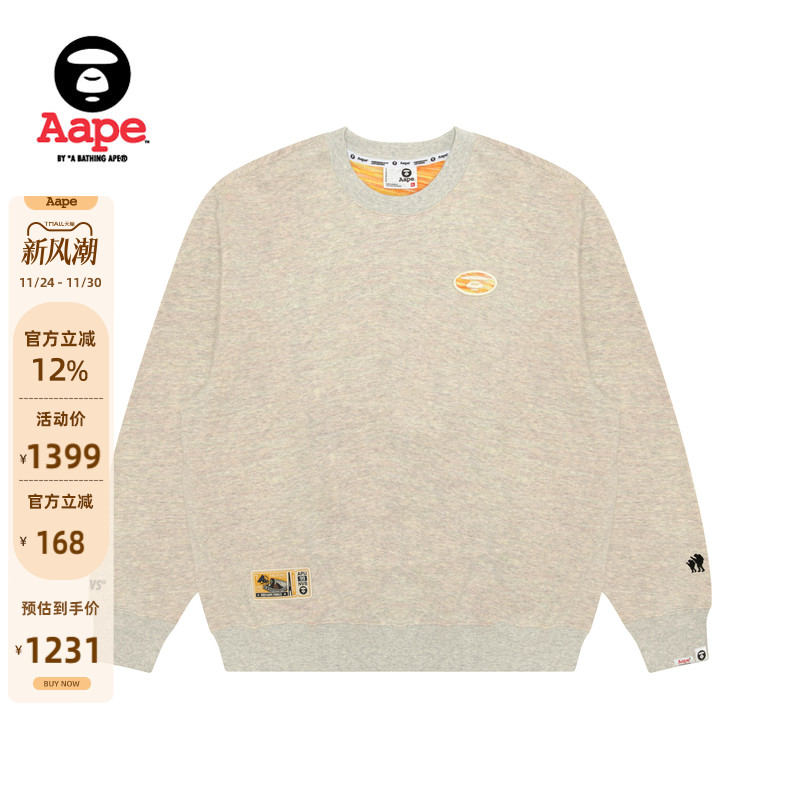 Aape徽章简约休闲潮流圆领卫衣